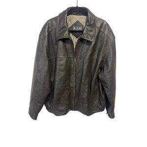 Men’s Leather Jacket by RMB Brown Quilted Size XL